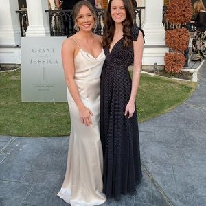 Amsale Satin Chloe Bridesmaids Dress in Champagne